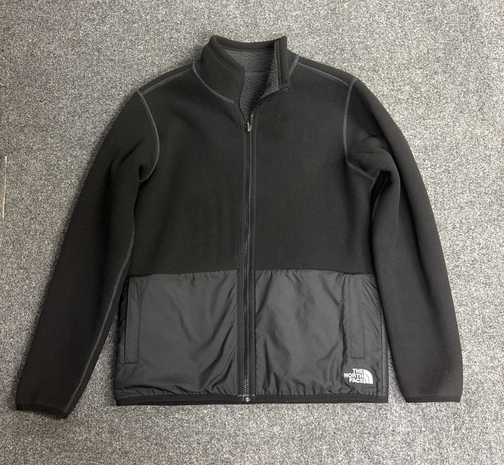 The North Face Youth 14-16 Black / Gray Full Zip Reversible Fleece Jacket